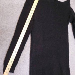 Stitchdrop Womens Sweater Dress Black‎ Long Sleeve Cold Shoulder Knit S New